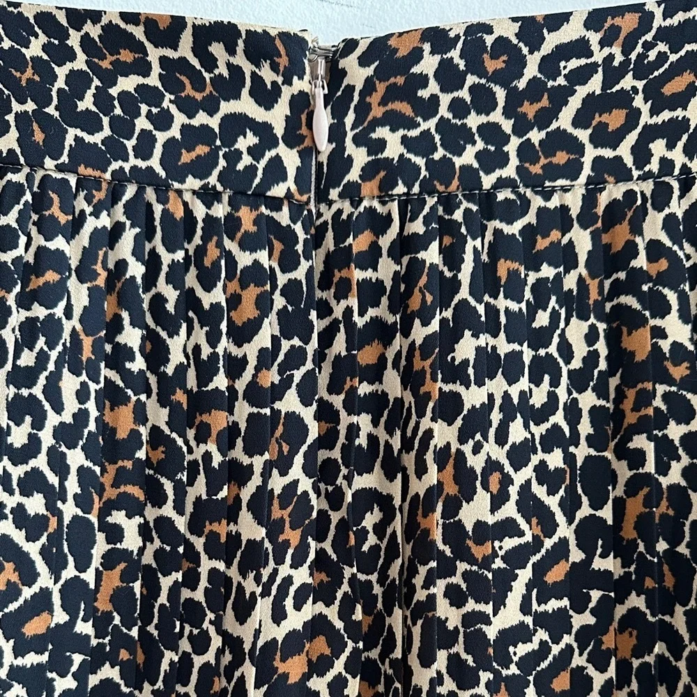 J. Crew Cheetah Print Pleated Midi Skirt, Size 8